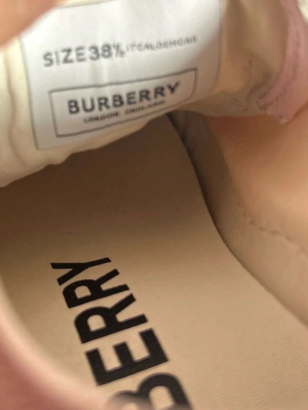 Burberry Pink Organic Cotton Low-Top Canvas Sneakers Size US 8.5 - Picture 12 of 13